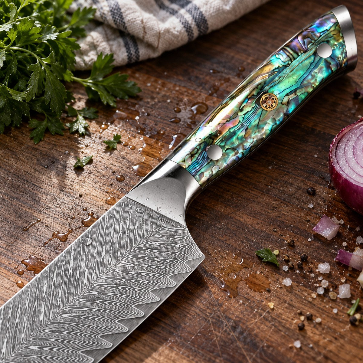 Couteau de chef 20 cm – Damas Classique - chef damas classique abalone pearl 3 detail