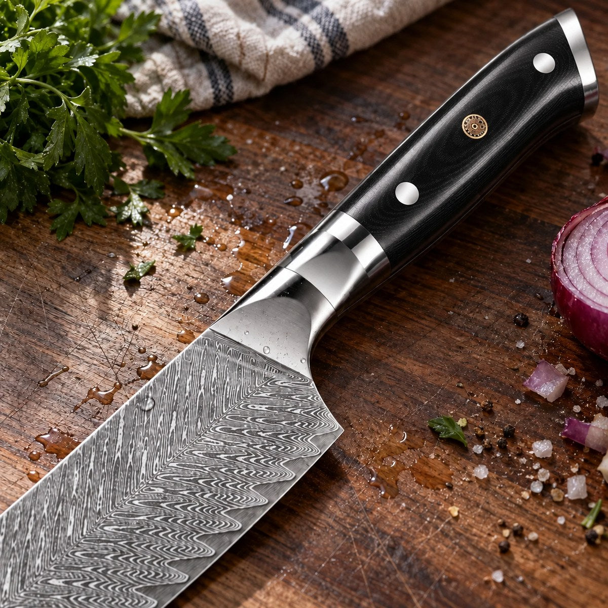 Couteau de chef 20 cm – Damas Classique - chef damas classique essential black 3 detail