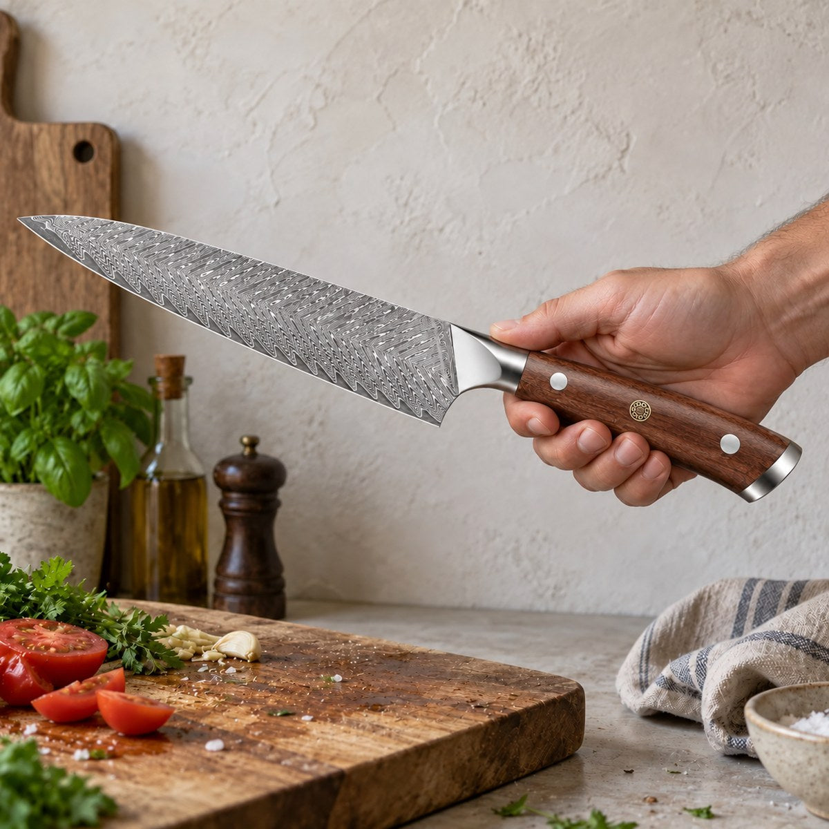 Couteau de chef 20 cm – Damas Classique - chef damas classique forest 6 en main
