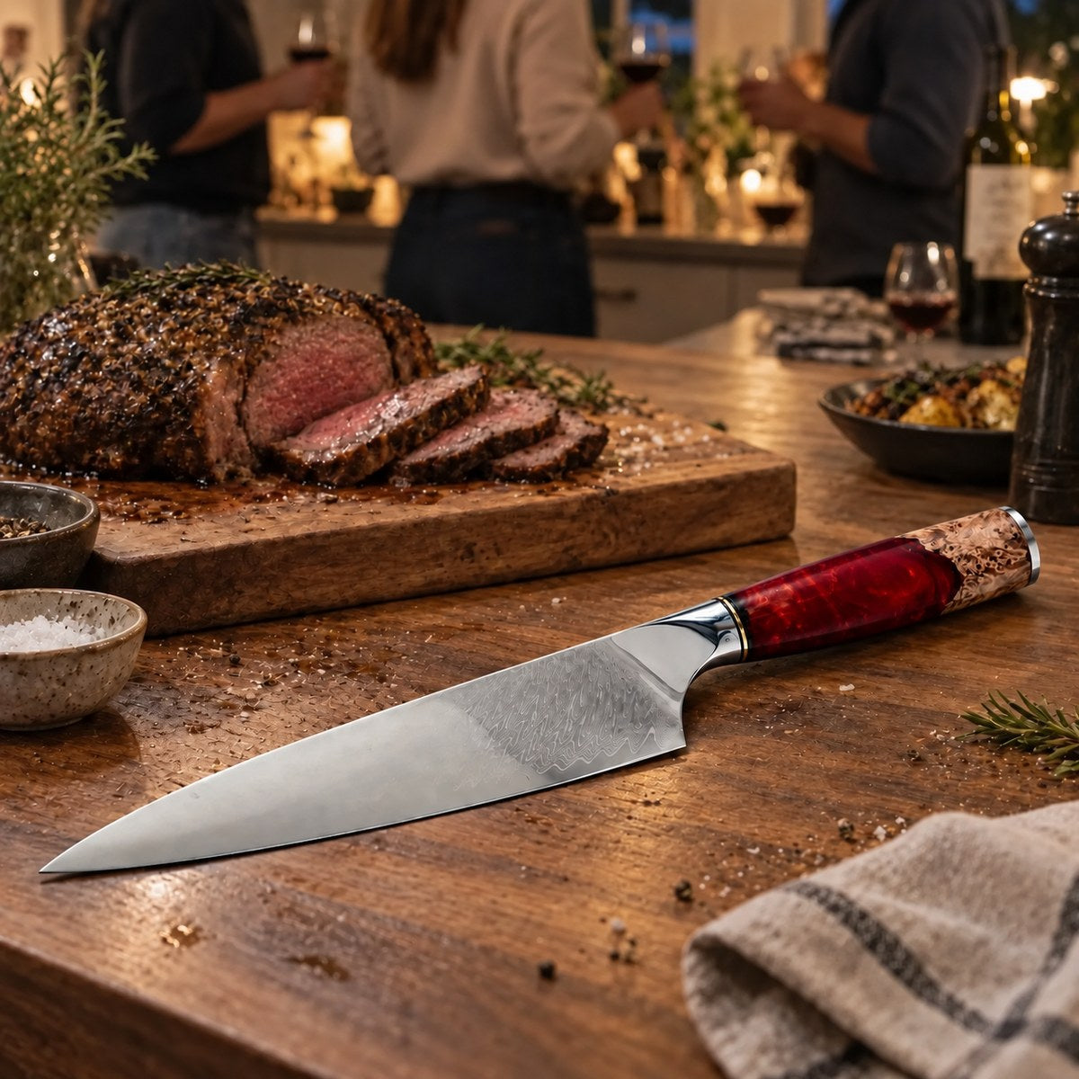 Couteau de chef 20 cm – Damas Résine - chef damas resine ruby red 5 lifestyle