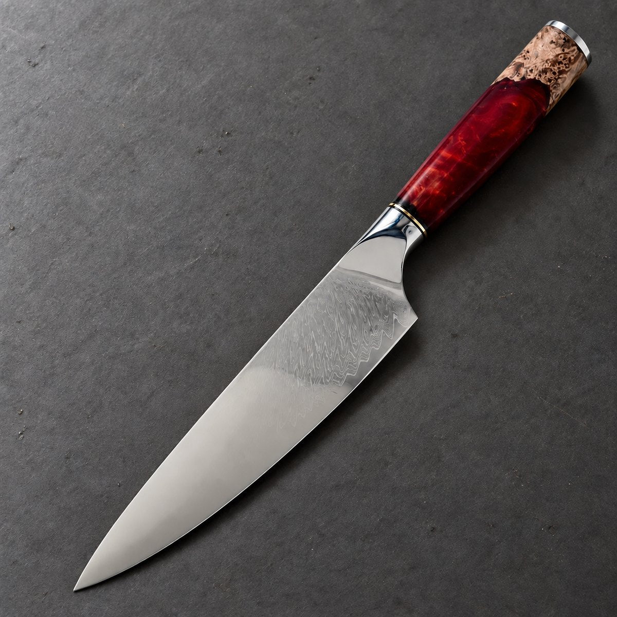 Couteau de chef 20 cm – Damas Résine - chef resine ardoise ruby red