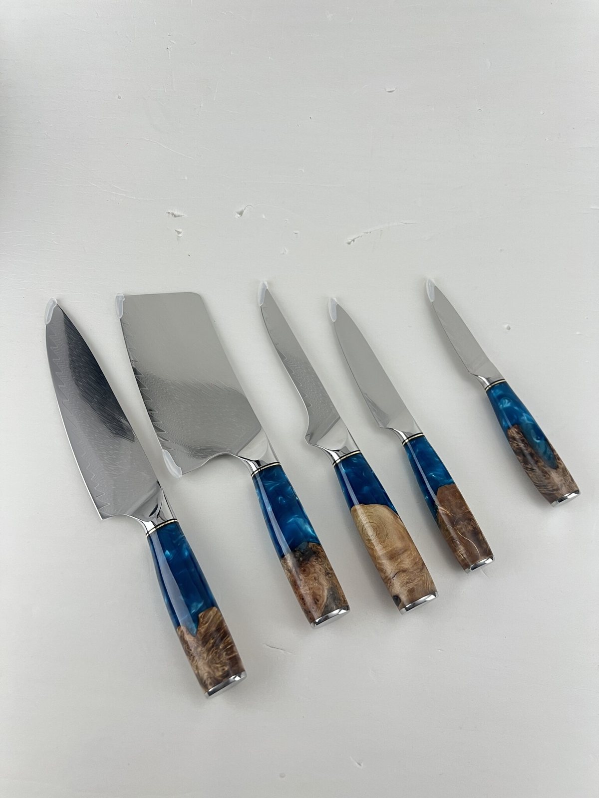 Coffret 9 couteaux Damas Résine – Sapphire Blue