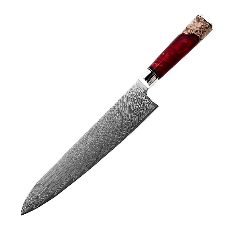 Couteau de chef 20 cm – Damas Résine – Ruby Red
