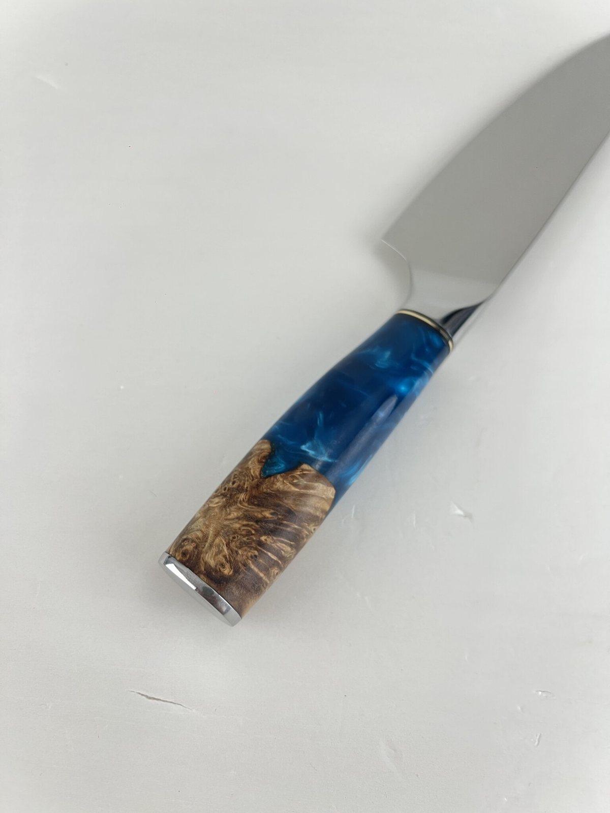 Couteau de chef 20 cm – Damas Résine – Sapphire Blue