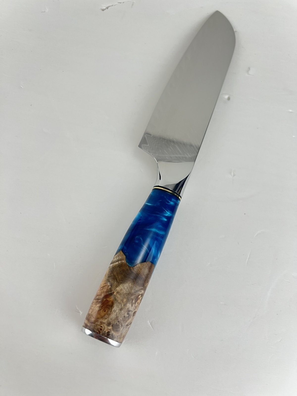Couteau santoku 18 cm – Damas Résine – Sapphire Blue