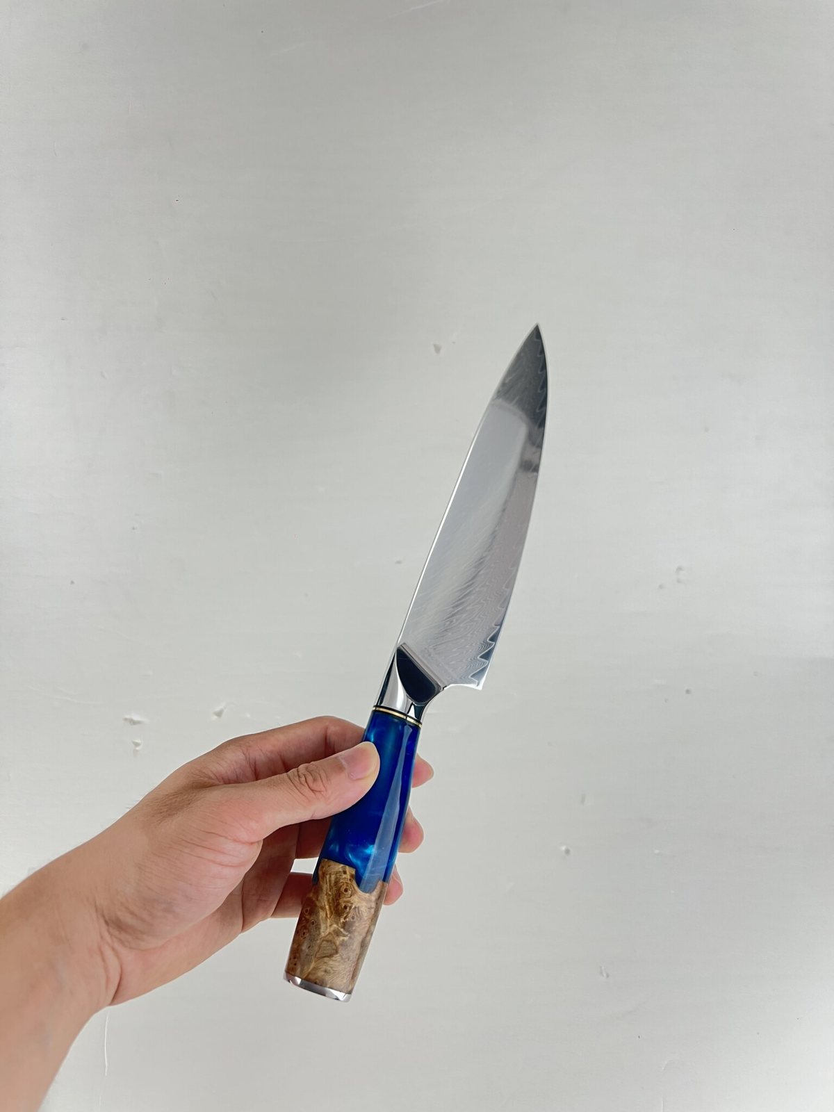 Couteau santoku 18 cm – Damas Résine – Sapphire Blue