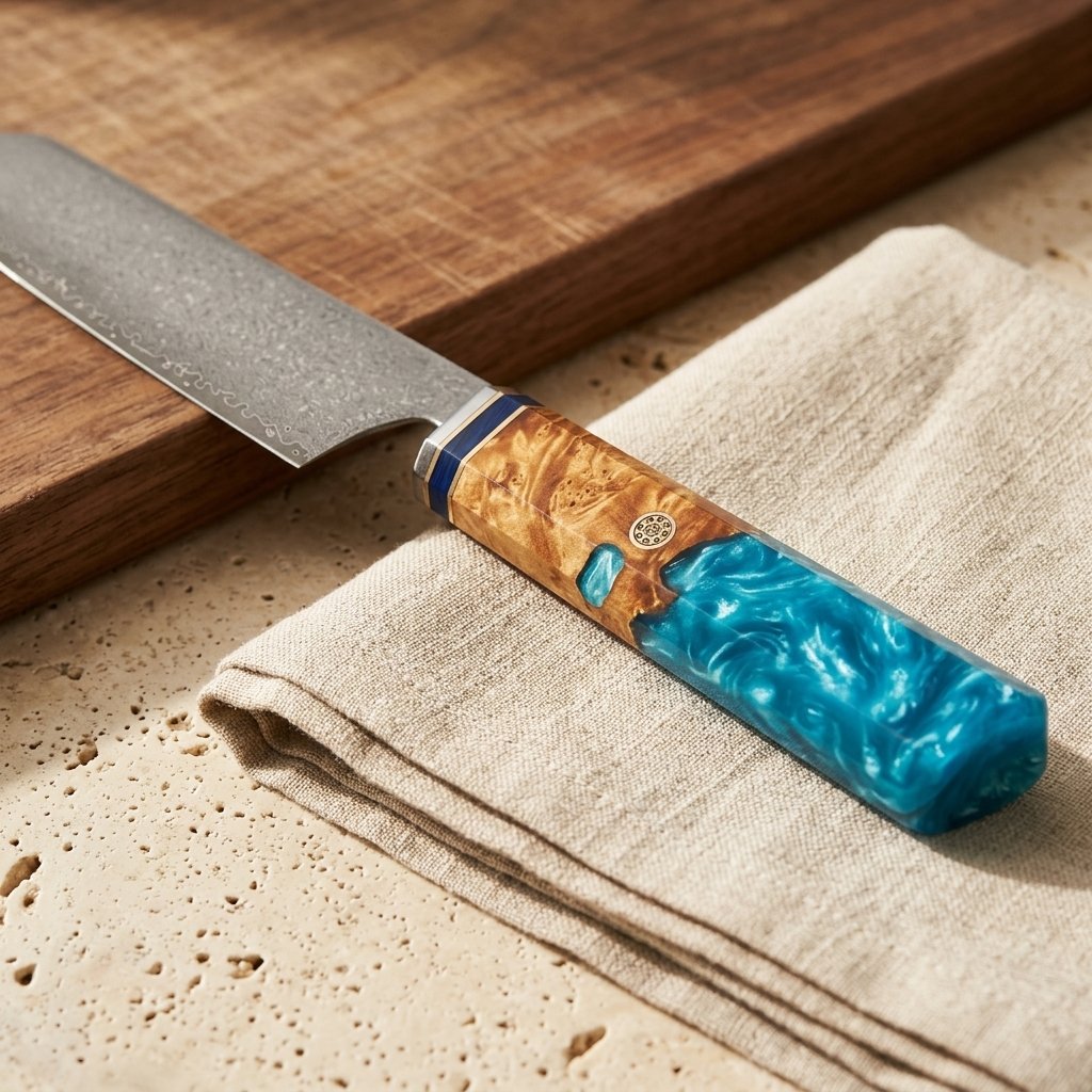 Petit kiritsuke 14 cm – Damas Aqua - kissaki petit kiritsuke c