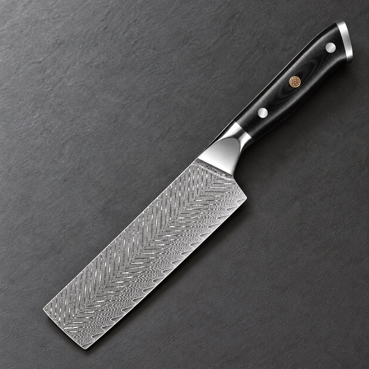 Couteau nakiri 17 cm – Damas Classique - nakiri classique ardoise essential black