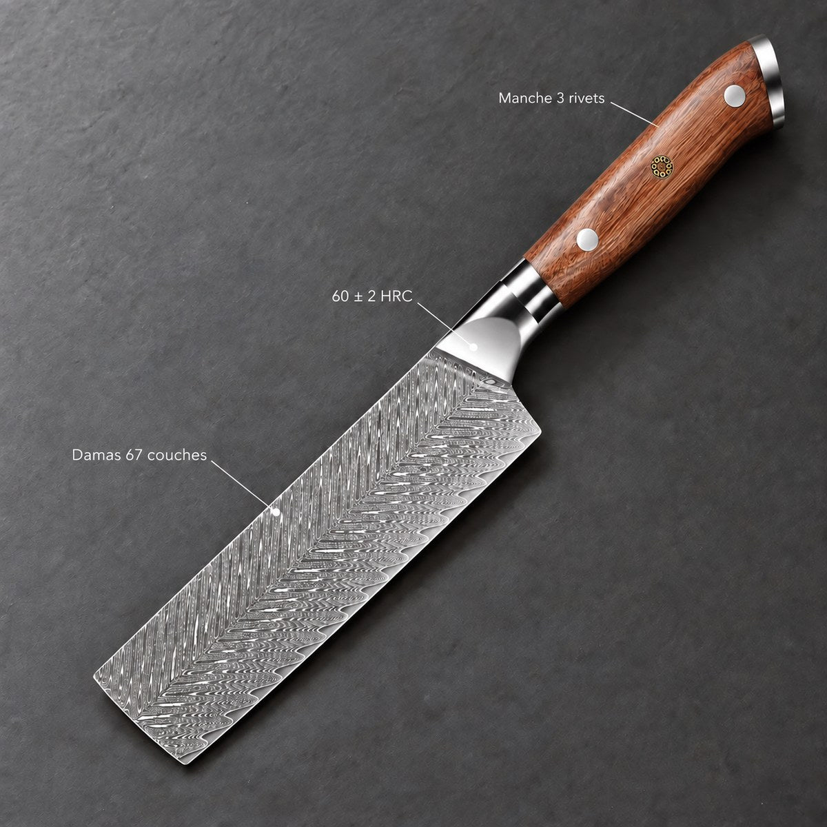Couteau nakiri 17 cm – Damas Classique - nakiri damas classique forest 7 annotations