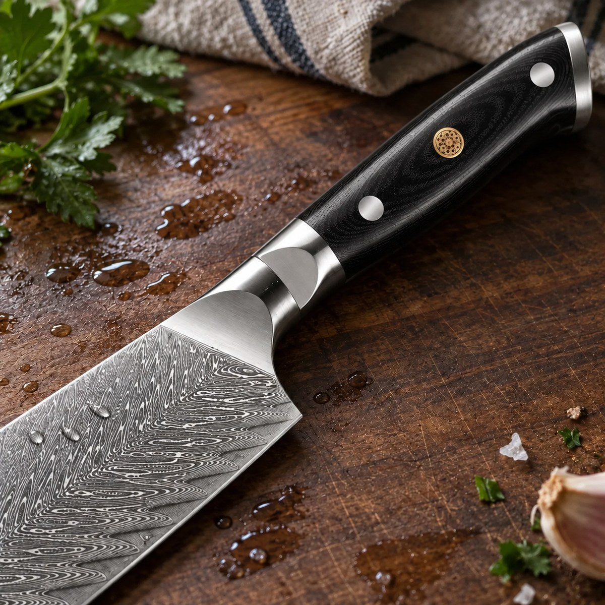 Couteau santoku 18 cm – Damas Classique - santoku damas classique essential black 3 detail