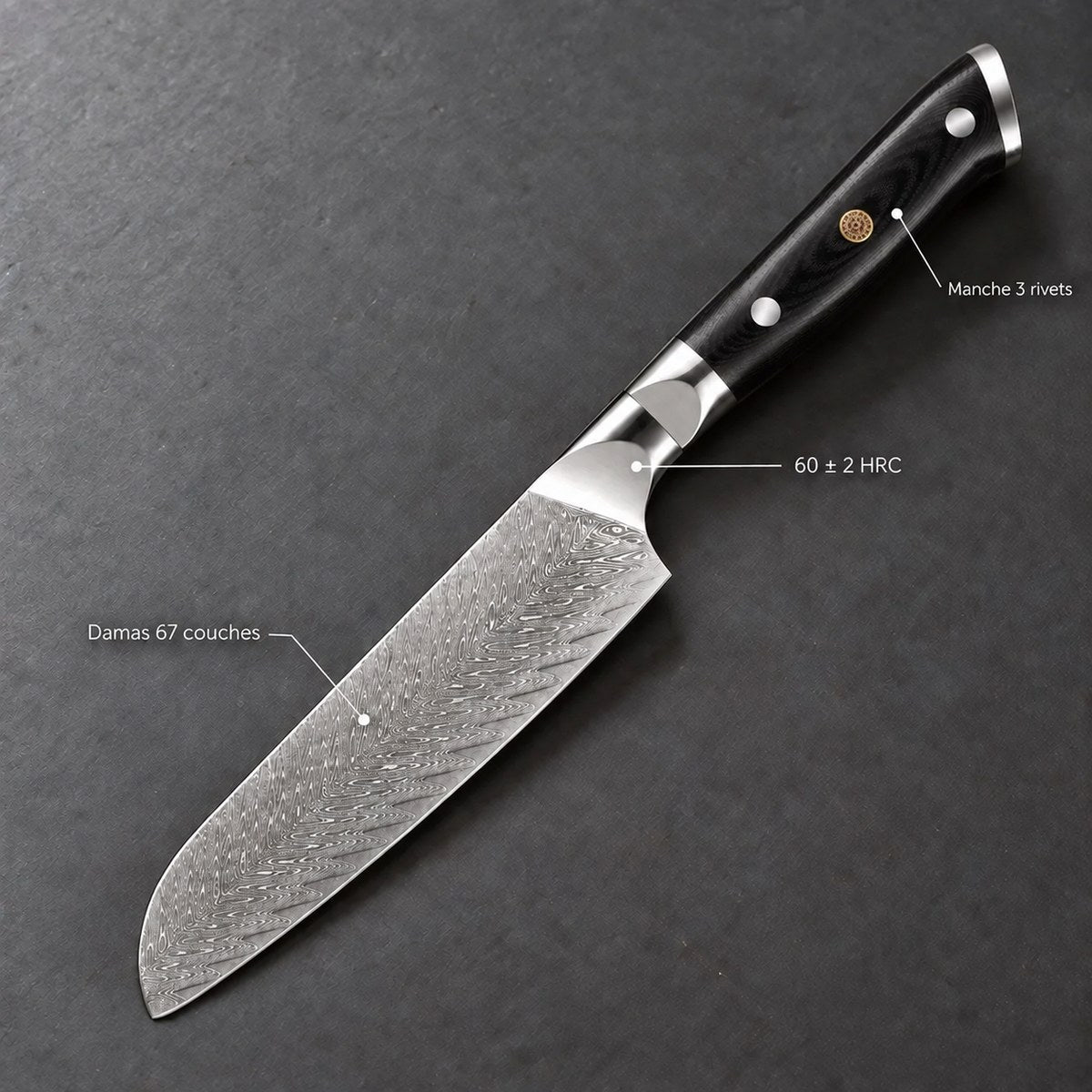 Couteau santoku 18 cm – Damas Classique - santoku damas classique essential black 7 annotations
