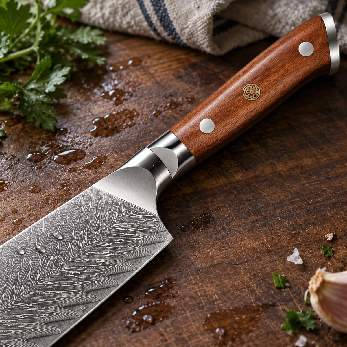 Couteau santoku 18 cm – Damas Classique - santoku damas classique forest 3 detail