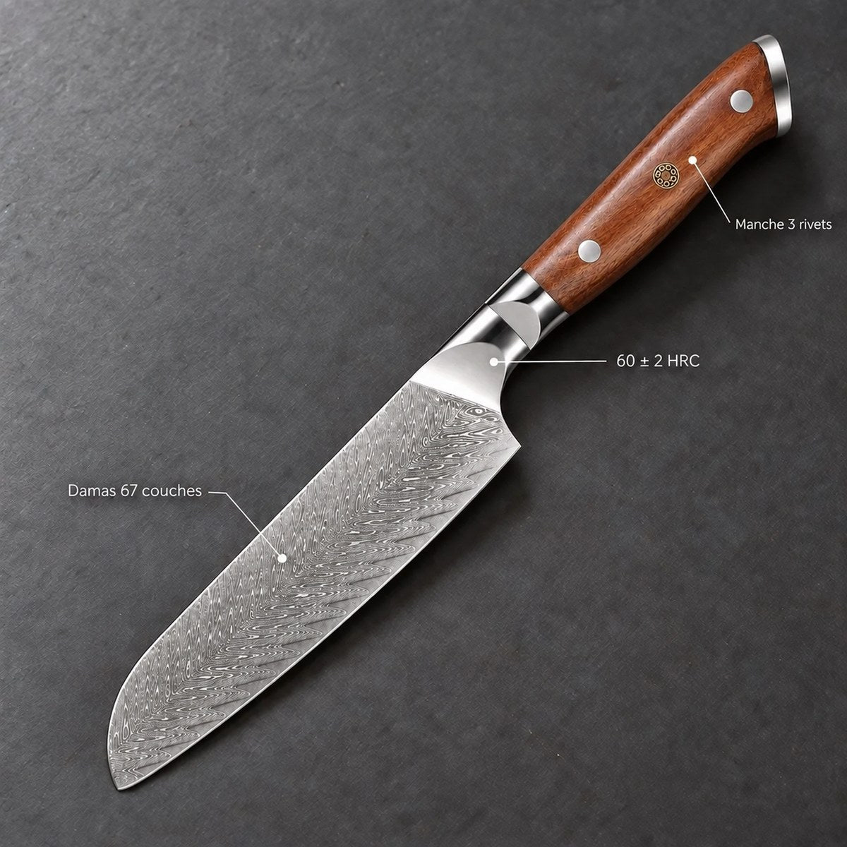 Couteau santoku 18 cm – Damas Classique - santoku damas classique forest 7 annotations