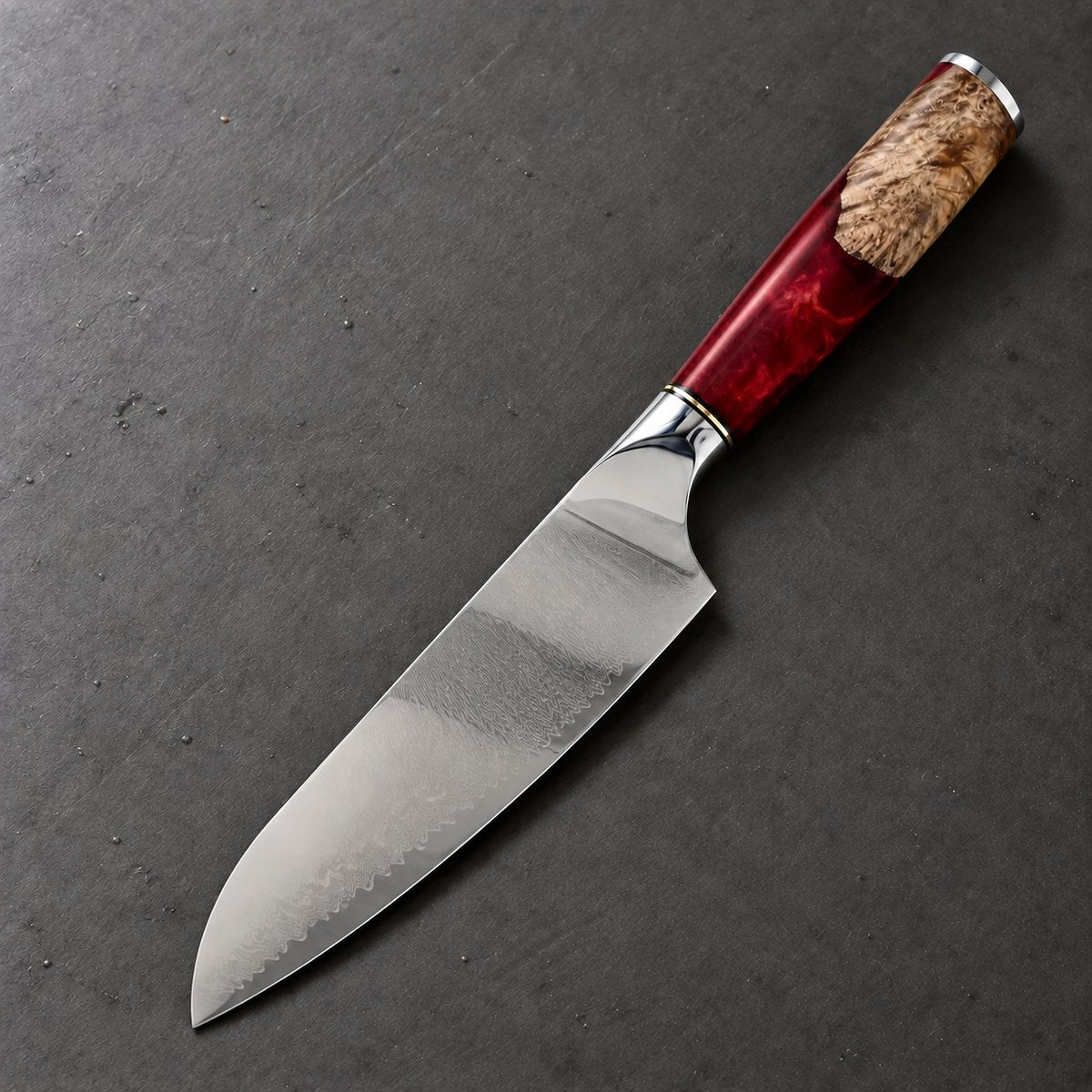Couteau santoku 18 cm – Damas Résine - santoku resine ardoise ruby red
