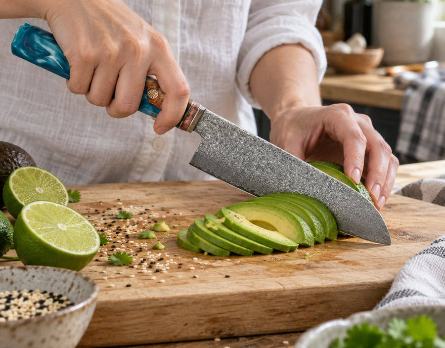 Couteau santoku 18 cm en main